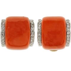 Gia Certified Coral Diamond Gold Earrings