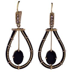 Victorian Jet Gold Earrings 7