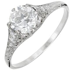 Egl Certified 1.04 Carat Art Deco Filigree Diamond Engagement Platinum Ring 3