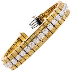 Bracelet à la mode en diamants jaunes et blancs de 26,69 carats au total