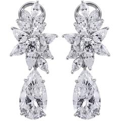 GIA Certified Pear Shape Diamond Drop Earrings 8