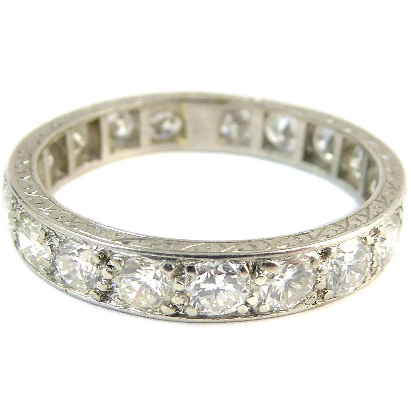 Vintage Diamond Eternity Ring, 1.54 Carat, circa 1930s Era