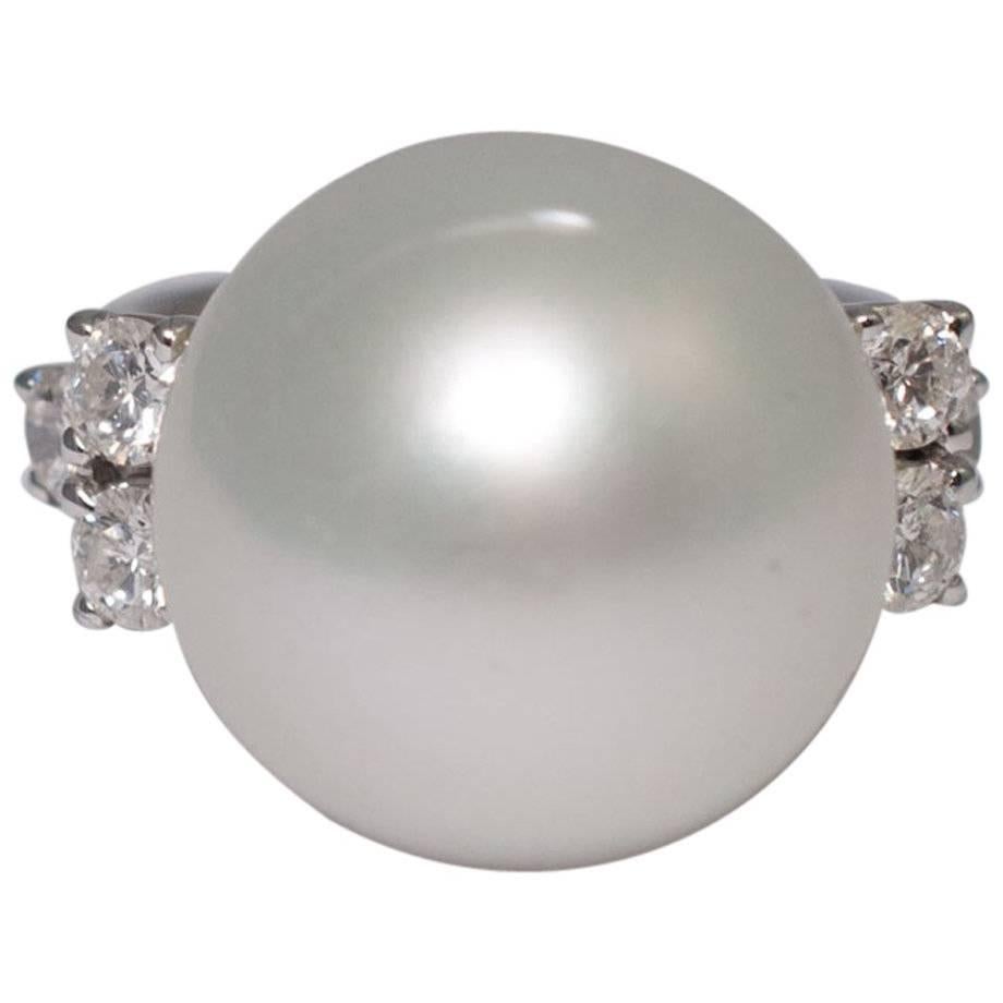 South Sea Pearl Diamond Ring For Sale