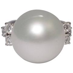 Vintage South Sea Pearl Diamond Ring