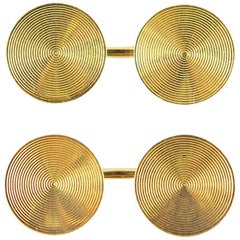 Cartier Pair of Circular Gold Cufflinks