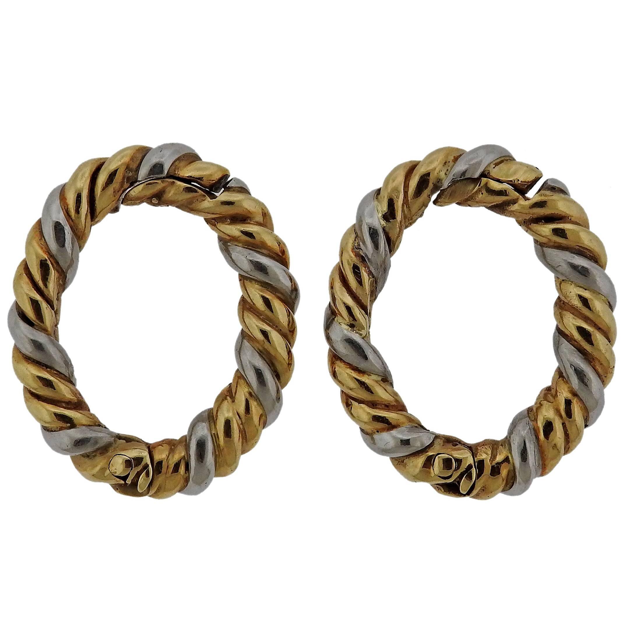 Retro Gold Platinum Rope Cufflinks