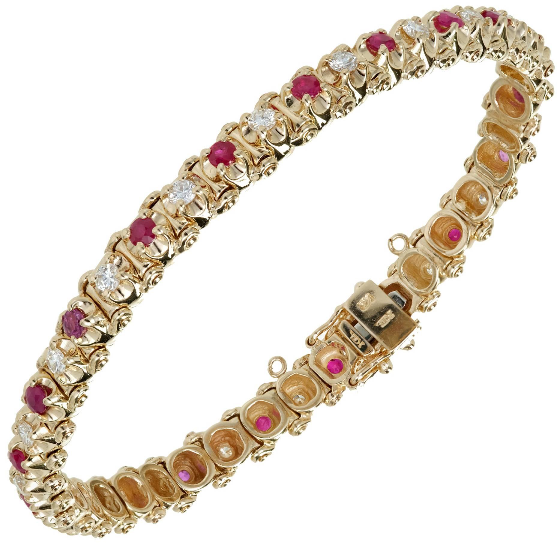 Bracelet en or avec diamants et rubis de 1,40 carat