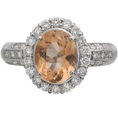 1.94 Carat Imperial Topaz and Diamond Halo Ring