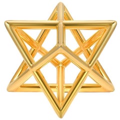 Merkaba Three Dimensional Star of David Gold Plated Pewter Countertop Art Object 10