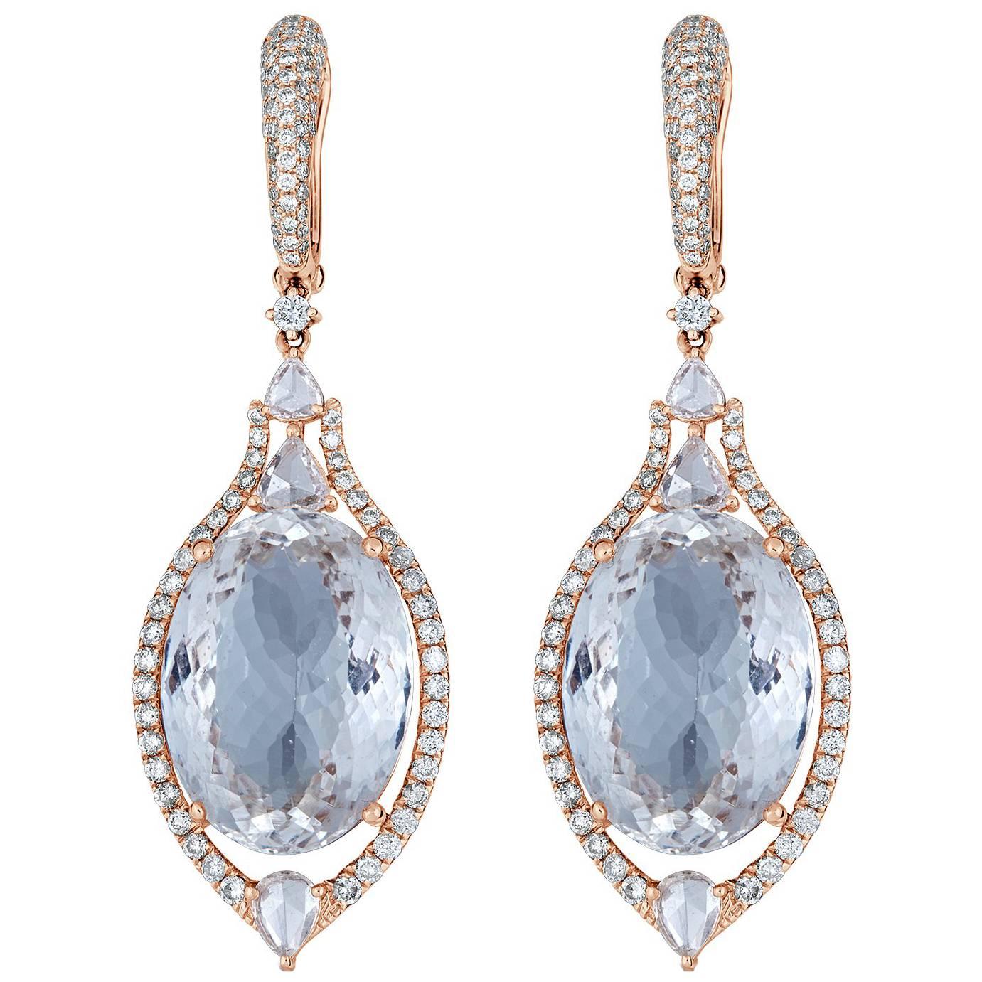 Aquamarine Diamond Drop Earring For Sale