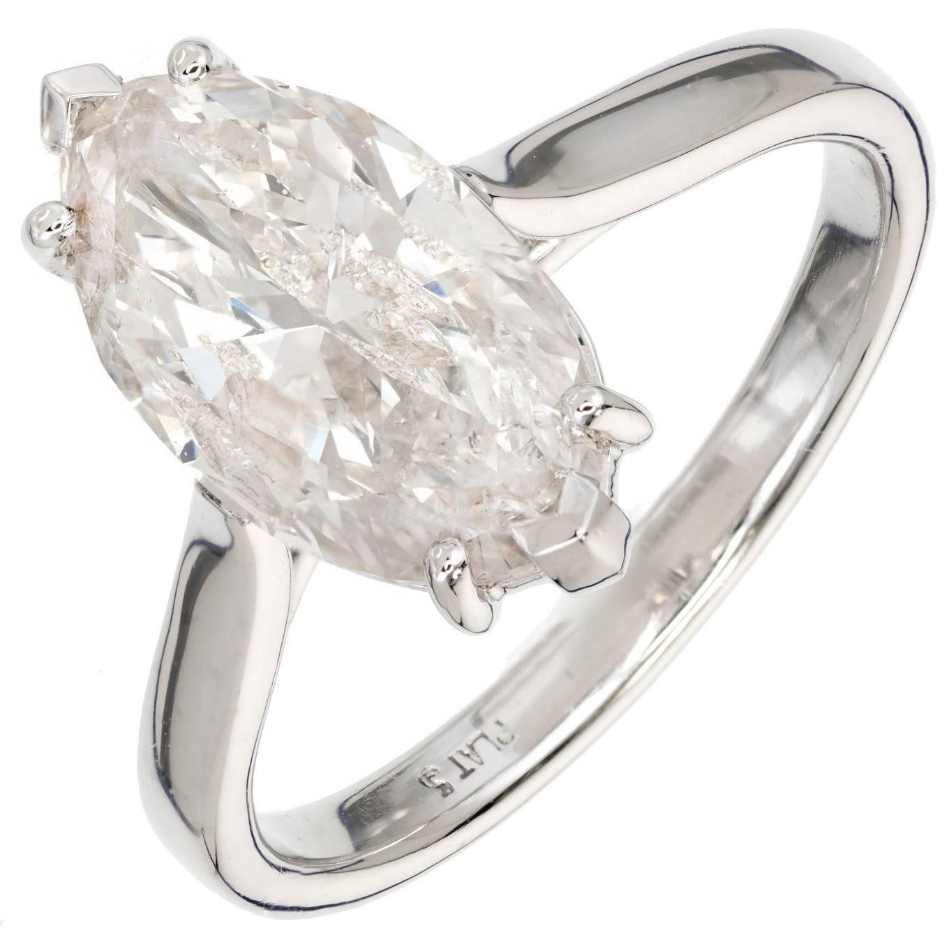 Peter Suchy 3.07 Carat Marquise Diamond Solitaire Platinum Engagement Ring