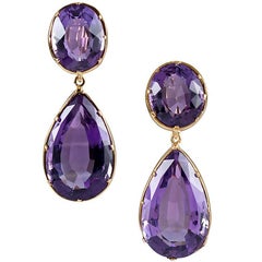 Antique Victorian Amethyst Double Drop Earrings