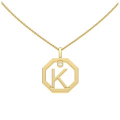 Lizunova Initial K Diamond Pendant in 18 Karat Yellow/White/Rose Gold
