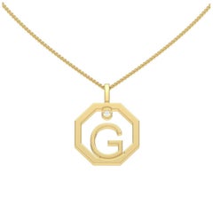 Lizunova Initial G Diamond Pendant in 18 Karat Yellow/White/Rose Gold