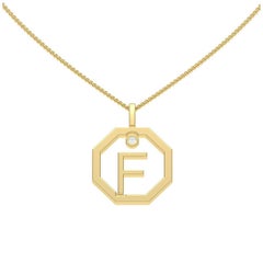 Lizunova Initial F Diamond Pendant in 18 Karat Yellow/White/Rose Gold
