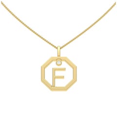 Lizunova Initial F Diamond Pendant in 18 Karat Yellow/White/Rose Gold