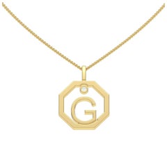 Lizunova Initial G Diamond Pendant in 18 Karat Yellow/White/Rose Gold