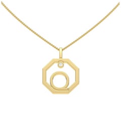 Lizunova Initial Q Diamond Pendant in 18 Karat Yellow/White/Rose Gold