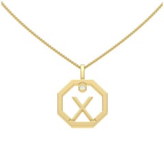 Lizunova Initial X Diamond Pendant in 18 Karat Yellow/White/Rose Gold