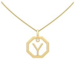 Lizunova Initial Y Diamond Pendant in 18 Karat Yellow/White/Rose Gold
