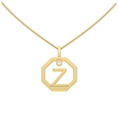 Lizunova Initial Z Diamond Pendant in 18 Karat Yellow/White/Rose Gold