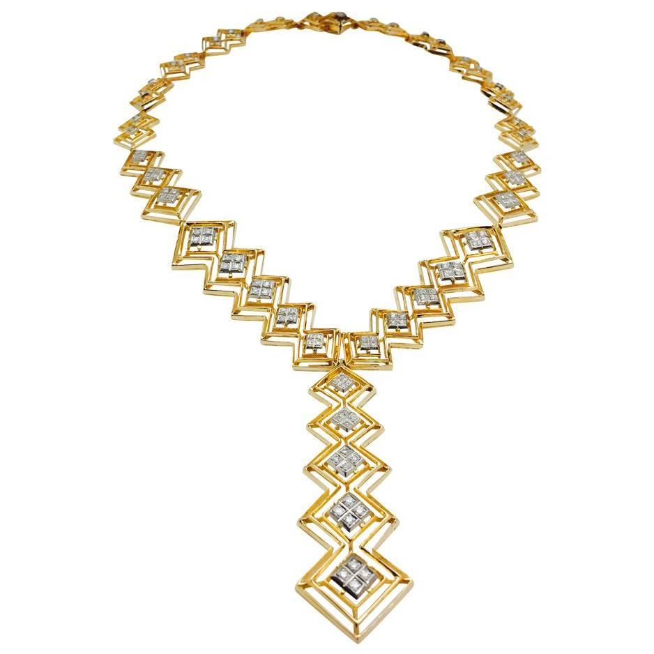 Ilias Lalaounis Diamond Yellow Gold Tie Necklace