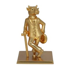 Antique Gold-Plated Bronze "The Year Of The Ox" by John Landrum Bryant