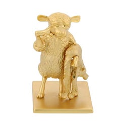 Antique Gold-Plated Bronze "The Year Of The Sheep" by John Landrum Bryant