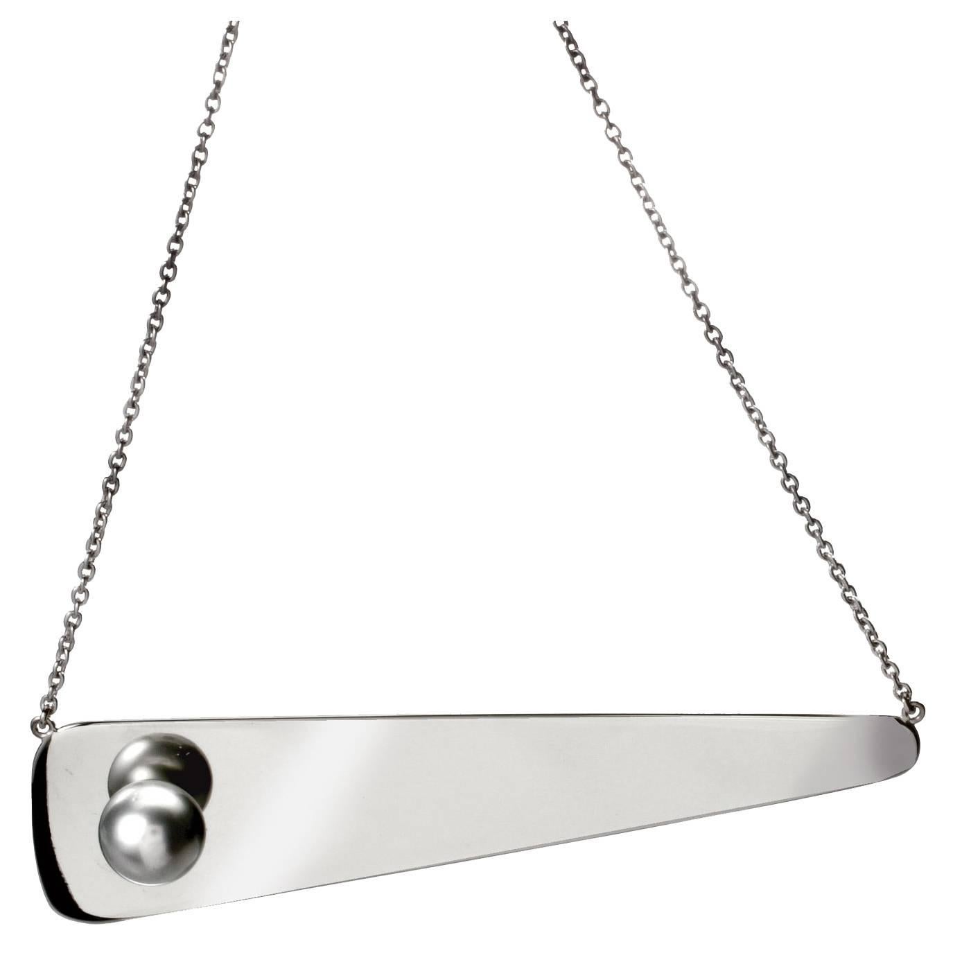 Platinum Triangular Plate Pendant Necklace 
