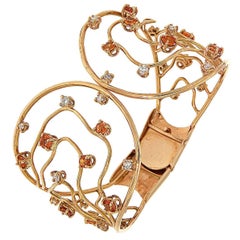 Bracelet en or rose, saphirs orange et diamants fabriqué en Italie par Botta Gioielli