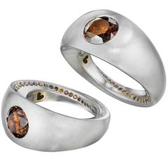 Naomi Sarna Award-Winning Golden Orange Brown Diamond Platinum Ring