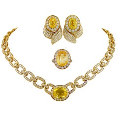 Van Cleef & Arpels Diamond Yellow Sapphire Necklace Suite