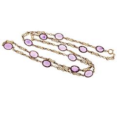Bezel Set Amethyst Gold Swirl Link Chain 2