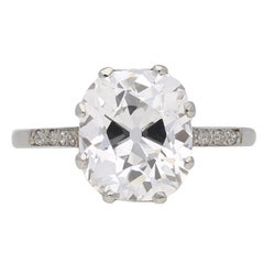 GIA Report 3.58 Carat Golconda Cushion Shaped Old Mine Diamond Ring