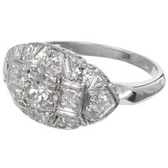Art Deco Diamond Old European Mixed Cut Platinum Engagement Ring 5