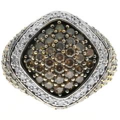 SF Golden Brown White Diamond Dome Cocktail Ring 3