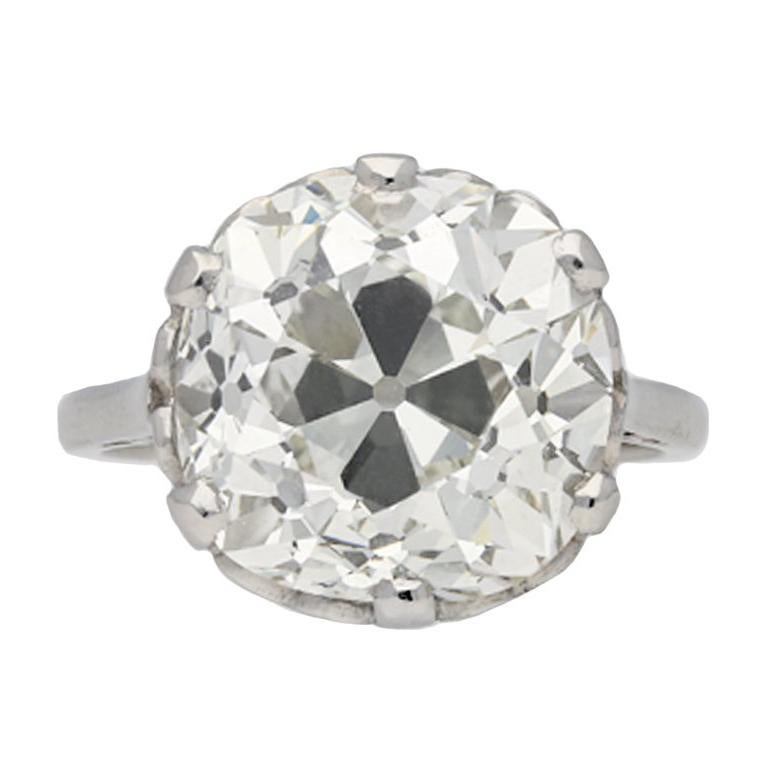 Cushion Shaped Solitaire Old Mine Diamond Ring
