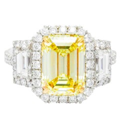3.36 Carat Fancy Yellow Diamond Platinum Ring