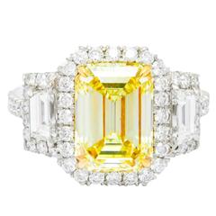 3.36 Carat Fancy Yellow Diamond Platinum RIng 8