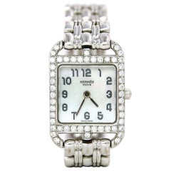 Montre-bracelet Hermès pour femme en or blanc 18 carats & Diamant Cape Cod PM