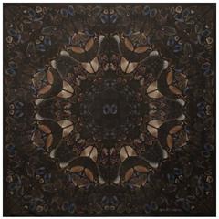 Alexander McQueen/Damien Hirst Black Silk Scarf Persephone Butterfly