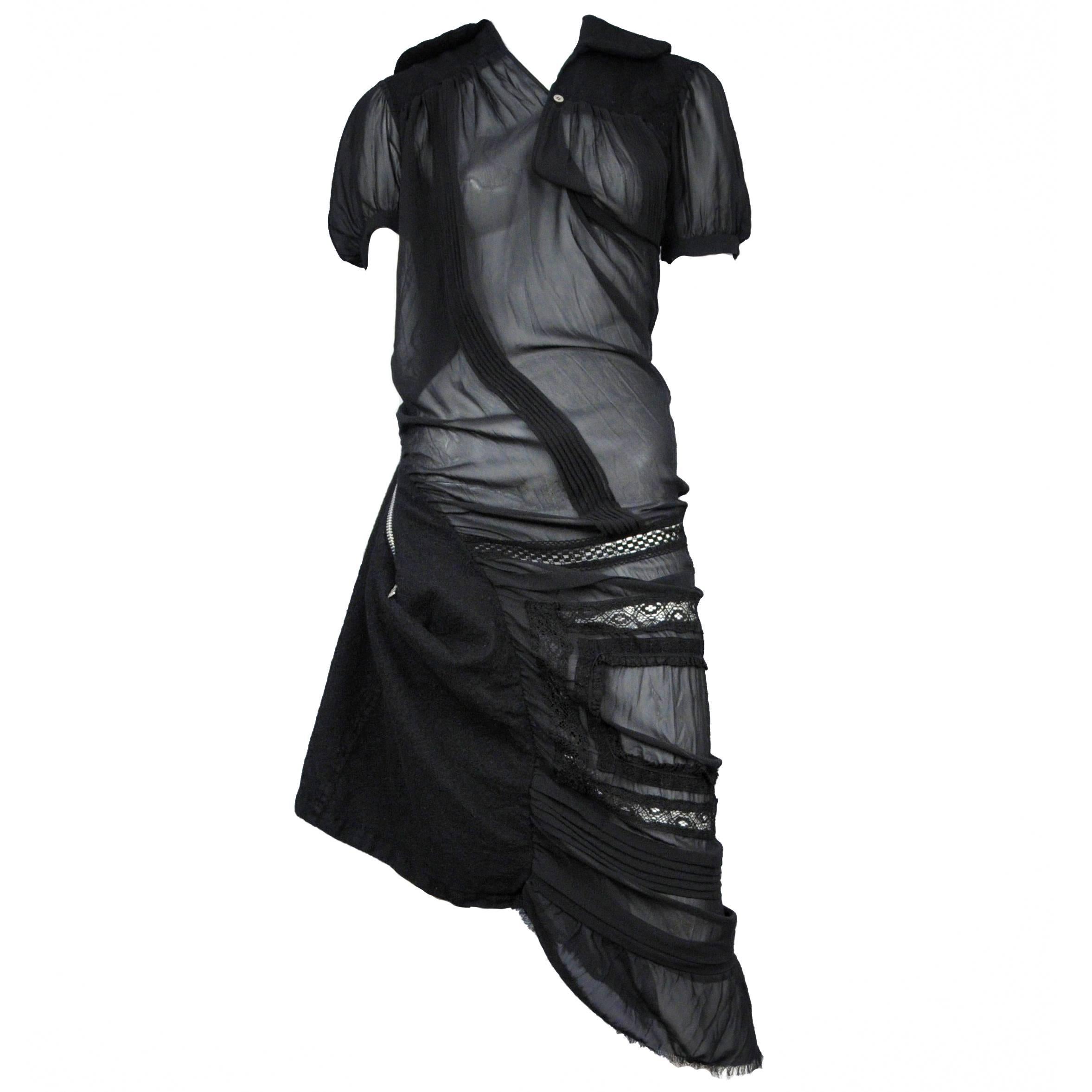 Junya Watanabe Black Lace Twist Dress 