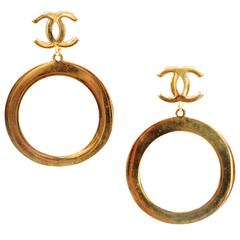 Chanel Large Gold CC Hoops 