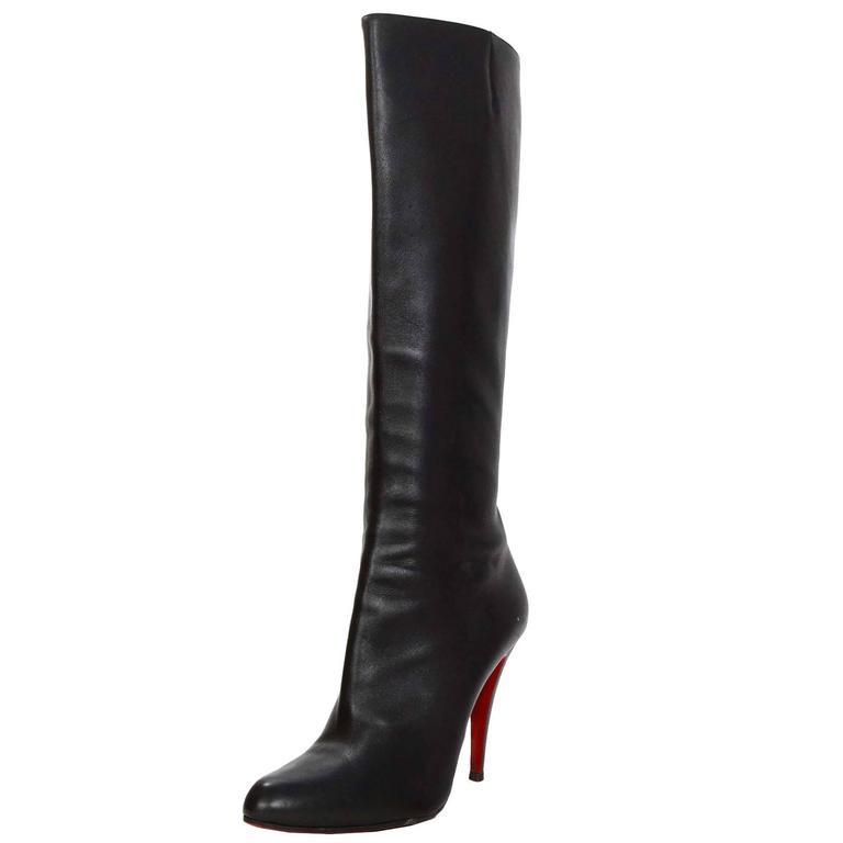 Christian Louboutin Black Leather Knee-High Boots sz 41 at 1stDibs