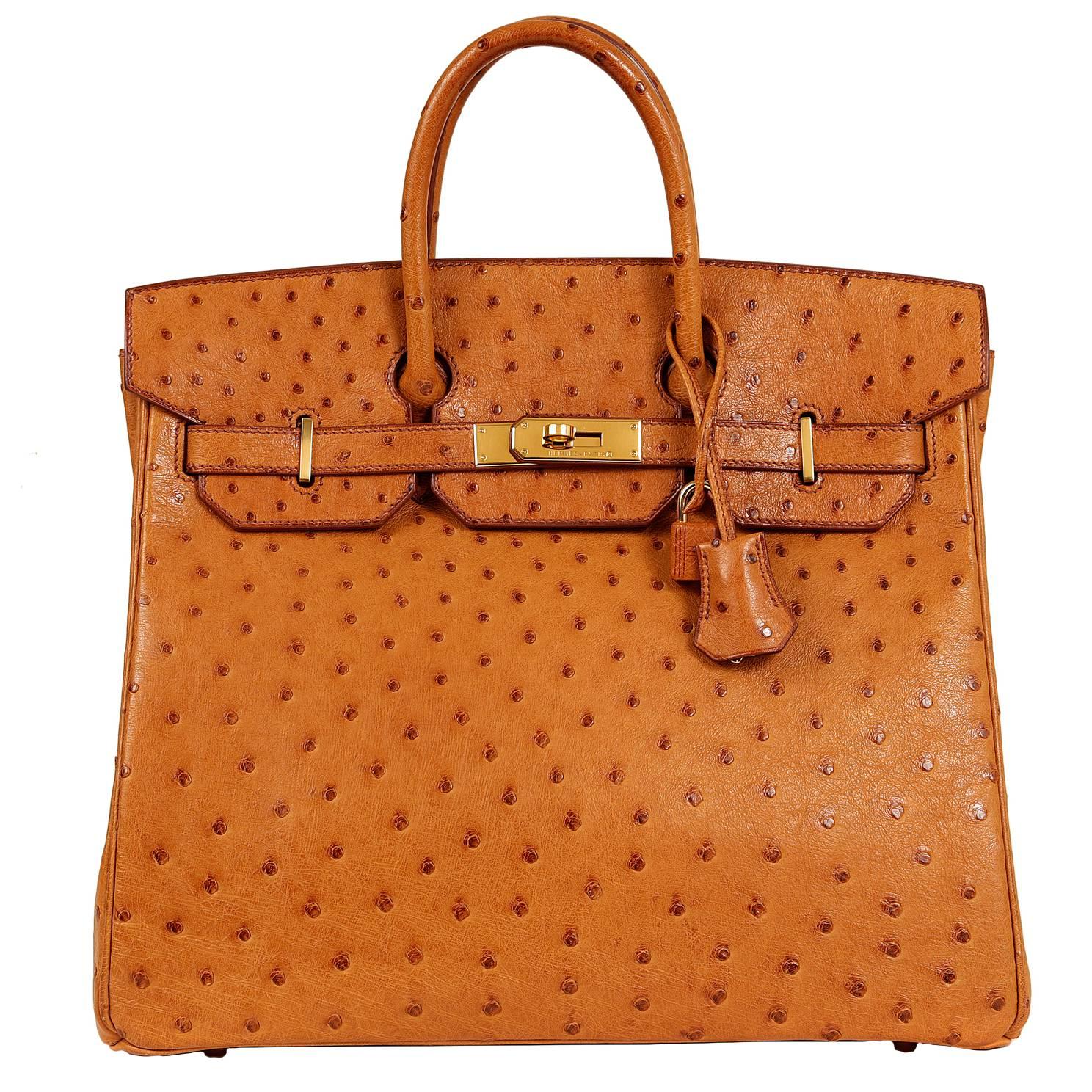 Hermès Saffron Ostrich HAC Birkin- 32 cm, GHW