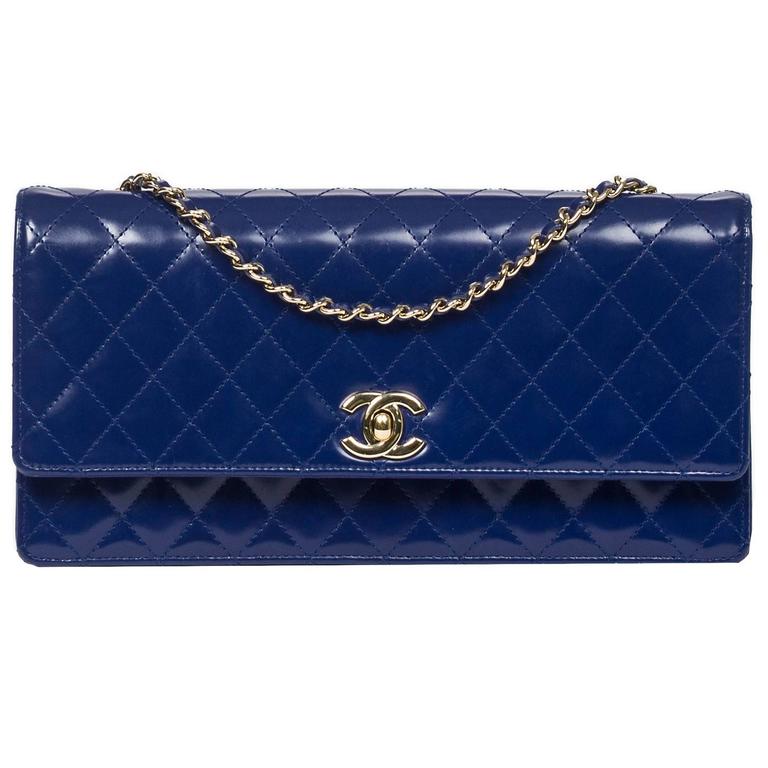 Flap Shoulder Bag Electric Blue Quilted Leather at 1stDibs