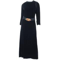 70's Yves Saint Laurent Velvet Dress with Belt 10