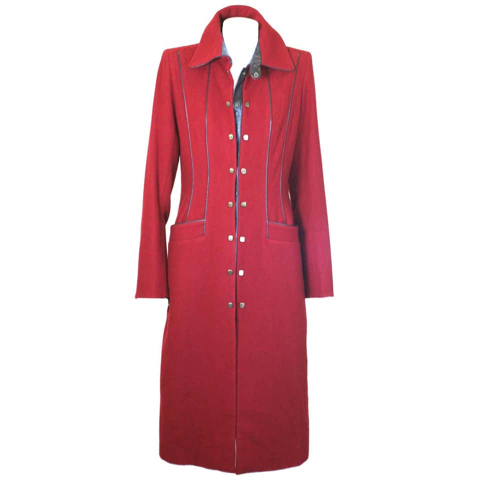 Cherry Cashmere Double Breasted Coat For Sale at 1stDibs