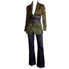 Used Iconic Tom Ford Gucci FW 02 Silk Kimono Jacket, Pants & Obi In Italian Size 42!