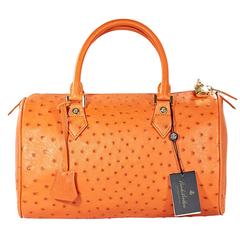 Orange Brooks Brothers Ostrich Barrel Bag